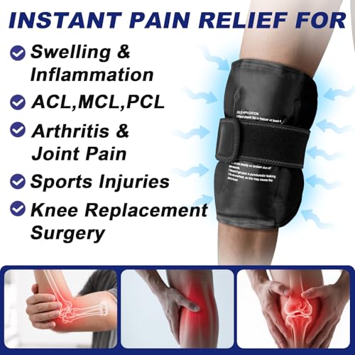Large Ice Pack for Injuries Reusable Gel for Lower Back, Cold Packs Wrap for Shoulder, Knee, Elbow, Hip, Leg, Soft Cold Compress,16 × 9",Black - style: BLACK-1