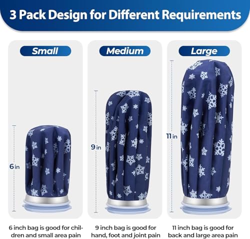 Ohuhu 3 Pack Ice Pack and Ice Bag for Injuries Hot Cold Therapy 6"/9"/11"