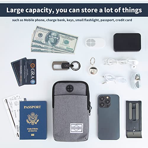 HOTEMIA Cell Phone Purse Waist Pack Bag Travel Crossbody Bag Wristband Sport Armband Wallet with Removable Shoulder Strap (Light Grey) - color: Light Grey