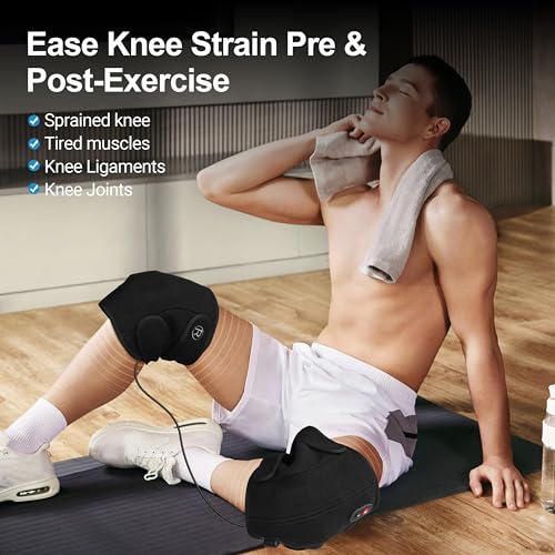 CooCoCo FSA Eligible Knee Massager with Heat, 4pcs 5''x9'' Cold Packs - color: Black