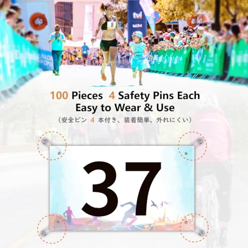 JEELAD Race Bibs 4" x 7" Running Bids Racing Numbers with Safety Pins Tyvek Tearproof Waterproof Number Cards 1-200 for Marathon Runners Sports Races Competition Events - color: Colorful [4"x7"] 001-50