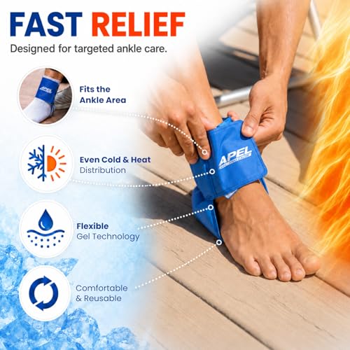 APEL Gel Cold & Hot Ankle Gel Pack, Reusable Wrap, Flexible Compress Relief