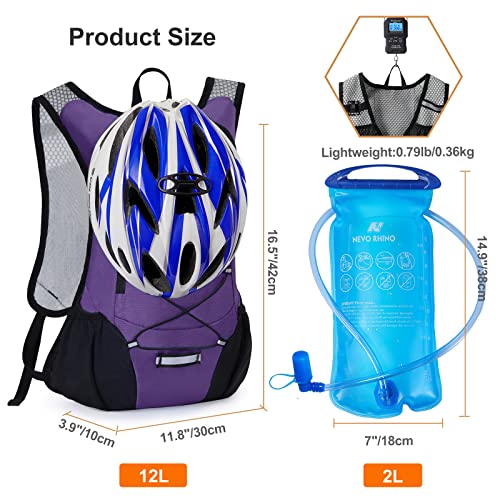Lightweight Hydration Backpack, Running Backpack with 2L Water Bladder - color: Purple