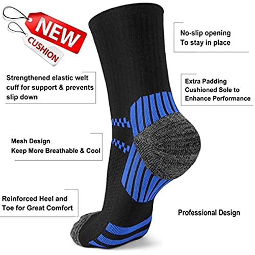 Sooverki Copper Compression Socks Women and Men 6 Pairs - Circulation Arch Support Plantar Fasciitis Running Ankle Socks - color: B1 - 6 Pairs - Black - Crew, size: Small-Medium