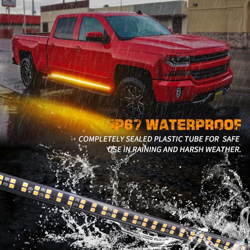 XRIDONSEN 2PCS 70 inch Running Board Light Strip Amber Strobe Lights - color: Amber