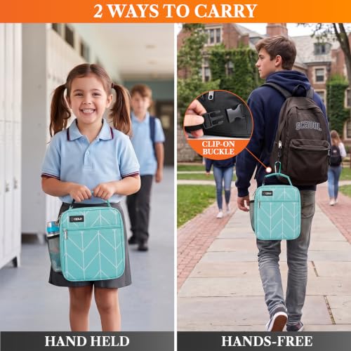 opux Insulated Lunch Box Kids & Adults, Leakproof Soft Cooler Bag, Teal - color: Teal