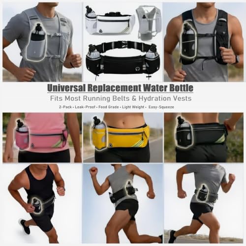 HECHZSO 2x10oz BPA-Free Water Bottles for the Running Hydration Belt, Fuel Belts Replacement Bottle Set for Marathon Walking Hiking Cycling Trail Skiing（2 Pack） - color: 2x10 oz Water Bottles