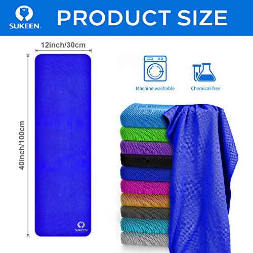 Sukeen Cooling Towels for Neck and Face (40"x12"), Cooling Wraps for Sports - color: Dark Blue/Green/Pink/Grey