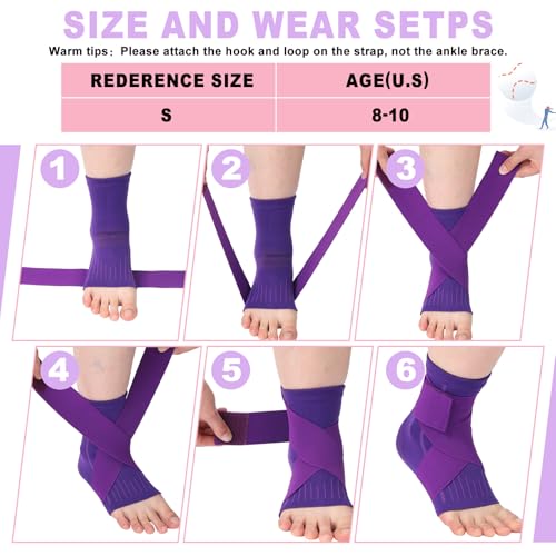 Tarpop 1 Pair Kids Ankle Brace Compression Support,Dark Purple,Small - color: Purple, size: Small