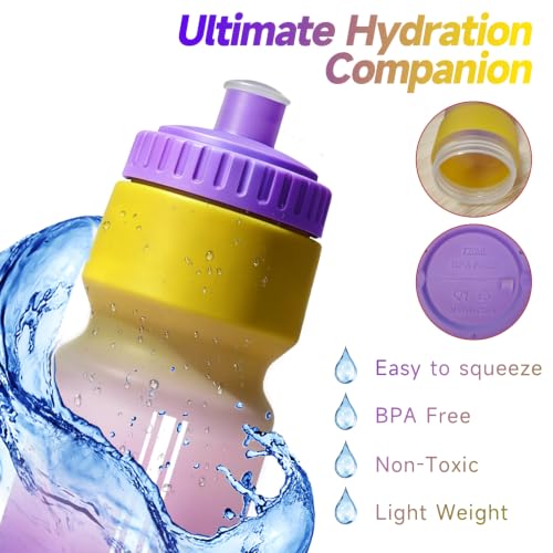 24oz Bike Water Bottle, Cycling Squeeze Water Bottle Leakproof BPA Free - color: B-Purple