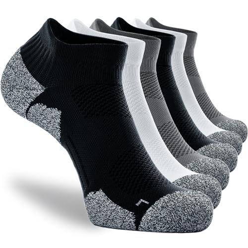 CWVLC Cushioned Athletic Ankle Compression Socks for Women Men 3/6 Pairs - color: 6-pairs (Black2,charcoal2,white2), size: Small