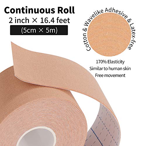 Kinesiology Tape 4 Rolls Beige Uncut Full Range of Motion