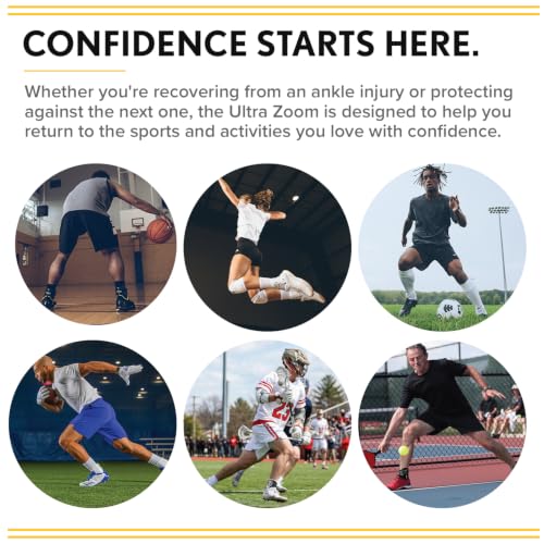 Ultra Zoom Hinged Sports Ankle Brace – Sprained Ankle Recovery & Prevention - color: Black, size: Small/Medium