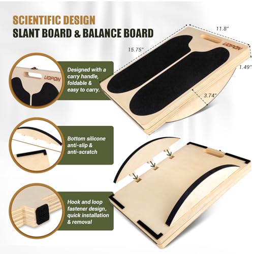 Slant Board Calf Stretching, 460 LBS Capacity Portable Wooden Incline Board
