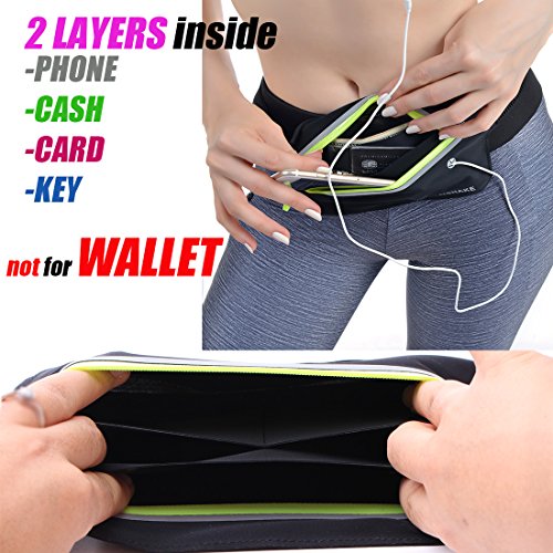USHAKE Slim Running Belt Waist Pack, Ultra Light Bounce Free for Workout - color: Black04
