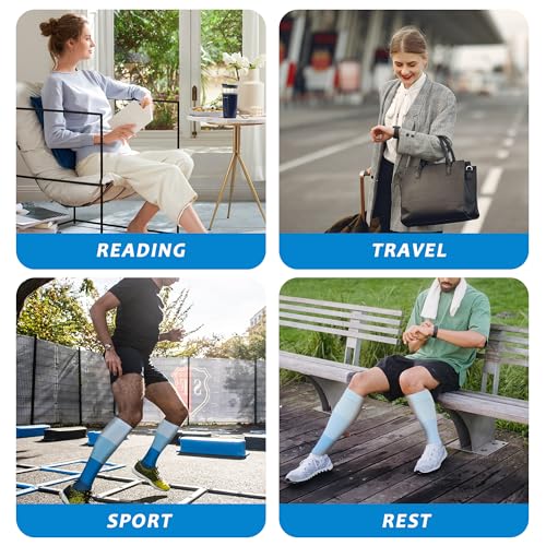fenglaoda 3 Pairs Compression Socks for Women & Men Knee High Nurse Pregnant Cute Medical Running Travel Athletic - color: 00-3pairs-04, size: Large-X-Large