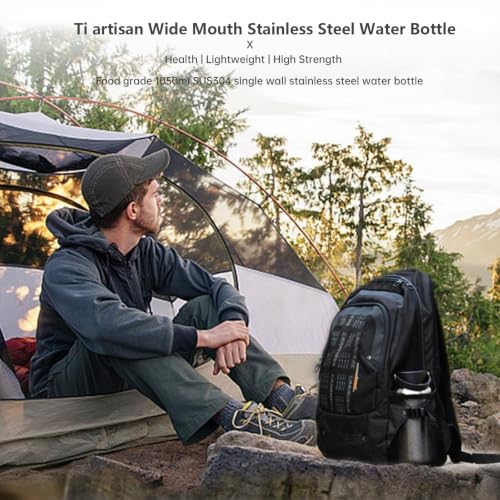 Stainless Steel Water Bottle 1050ml Wide Mouth with Loop Cap - color: With Loop Cap
