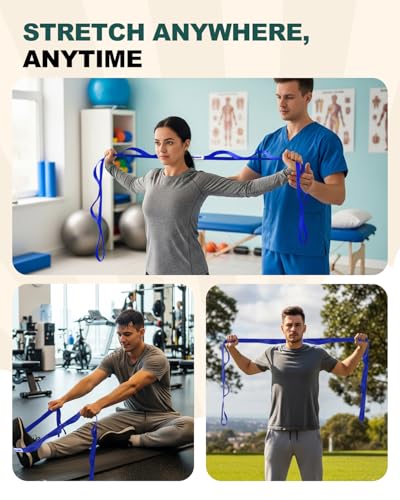 Trideer Stretching Strap with Loops, Yoga Strap, Stretch Bands for Exercise - color: Royal Blue/75"x1"