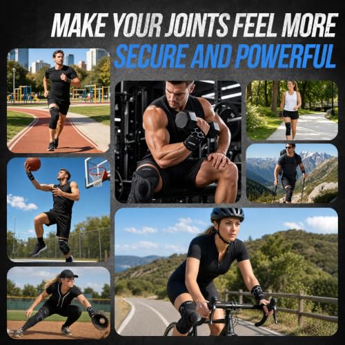 Knee Brace with Dial Adjustment, Adjustable Compression Knee Support with Patella Gel Pad & Side Stabilizers, Running Knee Brace Joint Pain Relief Brace for Workout, Arthritis, Meniscus Support, Complete Joint Support Kit Includes Wrist Wrap (XL,Left) - s