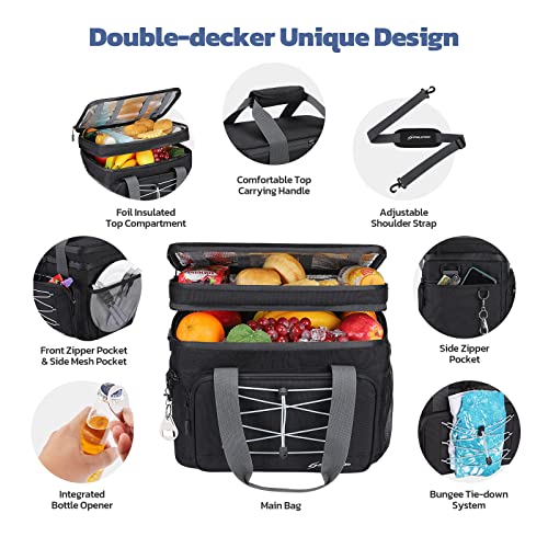 Maelstrom 24/30/60 Can Soft Cooler Bag, Double Deck Portable Ice Chest - color: Black, size: 24 Can