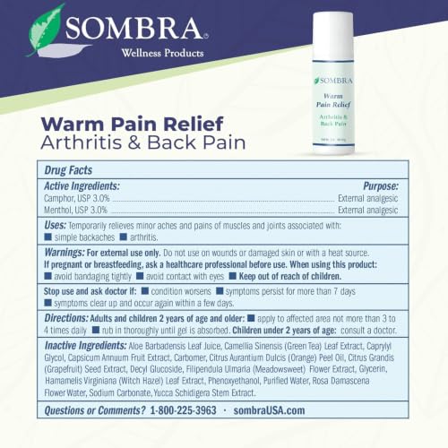 Sombra Warm Pain Relief 3 oz Roll-On Arthritis, Back Pain & Pre-Exercise - size: 3 Ounce (Pack of 1)