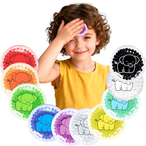10Pack Kids Ice Packs for Injuries - Reusable Small Gel Ice Packs for Teething Pain Relief, Baby Fever Reduction, Bumps & Bruises - Flexible Cold Compress for First Aid Kit