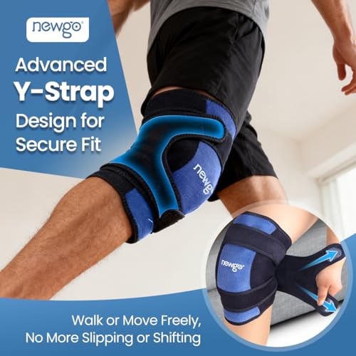 NEWGO 360° Knee Ice Wrap, 60-Min Cold Therapy with Ice Grid, 2 Pack
