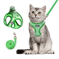 Cat Harness and Leash Set, Soft and Breathable Vest with Reflective Strip, Escape Proof Kitten Harness, Easy to Wear for Cats Walking and Traveling (Green, XXS) - color: Green, size: XXS (Chest:10''-11'')