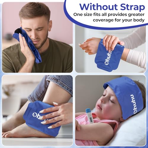 Ohuhu Ice Pack for Injuries Reusable, 2-Pack Hot & Cold Gel Wrap with Strap - color: Blue, size: 14.5"x5.5"(2 Pack)