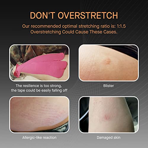 OK TAPE Kinesiology Tape (4 Pack) Latex Free Cotton Uncut 2in x 16.4ft - color: Black, size: 4 Rolls