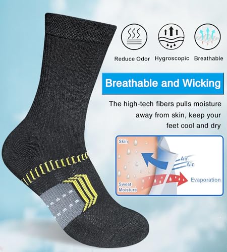 Suaskk Womens Cushioned Breathable Athletic Running Crew Socks 5 Pairs - color: Black 5 Pairs, size: 9-11