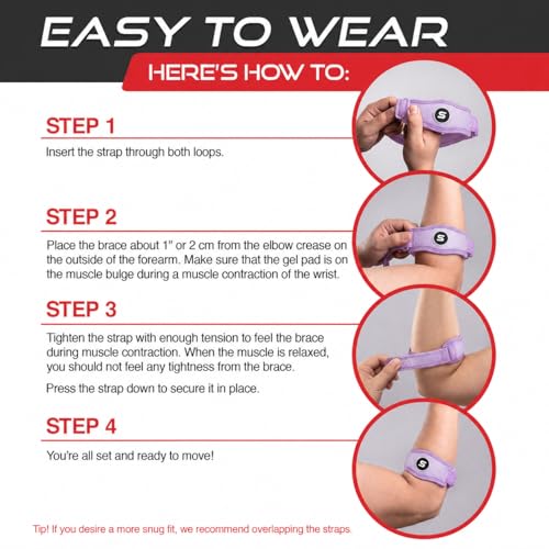 Sleeve Stars Tennis Elbow Brace Men & Women, 9"-23" (Single/Light Purple) - color: Light Purple