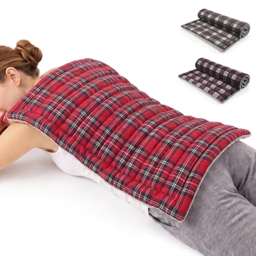 Extra Large Microwave Heating Pad for Back, 24.4 X 14.17 Tartan Red - color: Heat Pad07 -Tartan Red