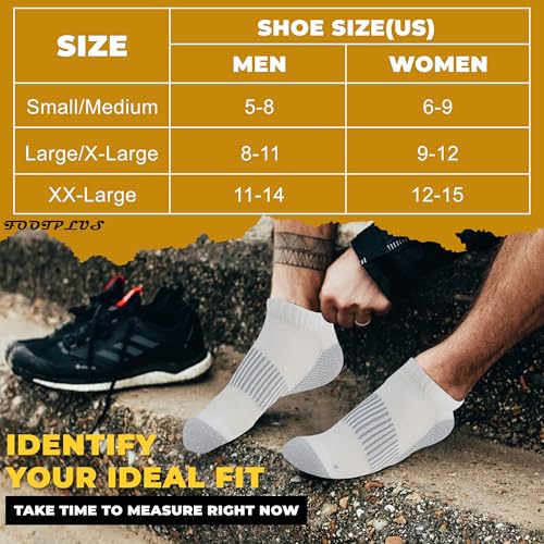 FOOTPLUS Copper Compression Socks,Unisex Cushioned Sole Arch Support Athletic Ankle/Crew Running Hiking Socks - color: 01# 6 Pairs-3 White Ankle&3 Black Ankle, size: Large-X-Large