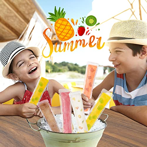 FEBSNOW 120 Pcs Disposable Ice Pop Bags Popsicle Molds With Funnel - size: 7.5"x2"
