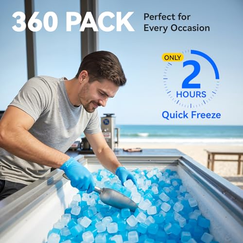 360 Pack Reusable Ice Cubes, Refreezable Plastic Ice Cubes - color: blue and white