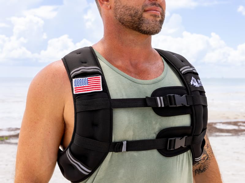 Roc Outdoors Weighted Vest W/ Rub-Free Technology for Woman and Men, 5lb/10lb/15lb/20lb/30lb Weight Vest with Reflective Stripe for Workout, Strength Training, Running, Walking, Fitness, Weight Training, Weight Loss, Weightlifting - size: 15lb