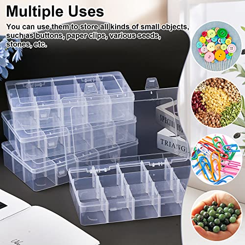 Fuutreo 7 Pcs 15 Grids Clear Plastic Bead Organizer with Dividers