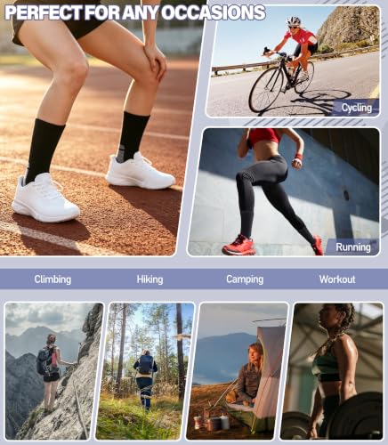 Running Hiking Socks for Women Compression Athletic Crew Socks - color: 5 Pairs Black, size: 5-8