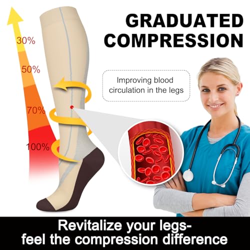 Aoliks 6 Pairs Compression Socks for Women & Nurses, Flying Knee High Socks - color: 020 A01-multicoloured 05, size: Small-Medium