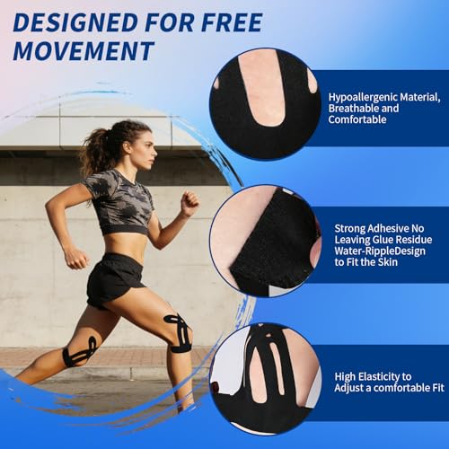 20 Pcs Kinesiology Tape for Knees Stability,Kinetic Tape Precut Strips