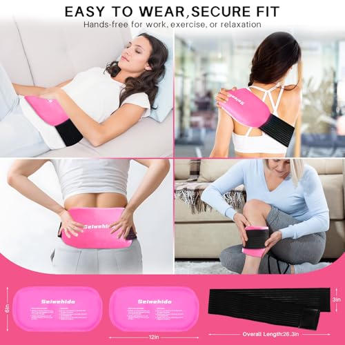 Ice Packs for Injuries Reusable Gel 2 Hot Cold Compress Therapy Pack - color: Hot Pink, size: Large 12 x 6 Inch