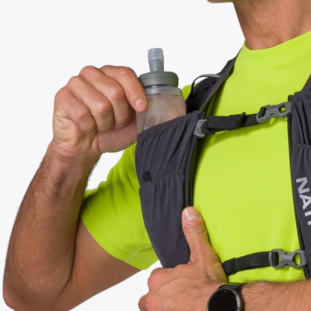 Nathan Pinnacle Featherlite 1.5L Hydration Vest for Running – Ultra-Lightweight, Compression-Fit with Hydrapak Soft Flask - size: XX-Small-X-Small, style: Charcoal/Reflective Silver