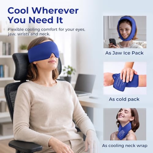 Cooling Gel Eye Mask for Puffy Eyes, Reusable Cold Compress, Soft Gel Fit - color: Blue