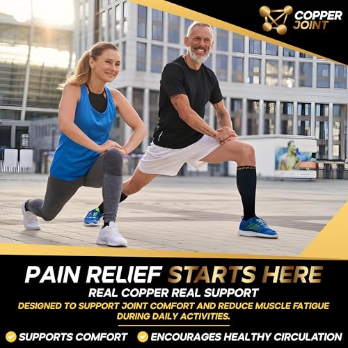 CopperJoint Compression Socks for Women & Men, Black & Tan, Large, 1 Pair - color: Black and Tan, size: Large