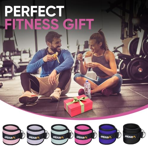 APEXUP Ankle Strap for Cable Machine, Ankle Resistance Bands, Cable Kick Back Ankle Straps for Gym, Glute Workouts, Leg Extensions, Adjustable Straps with Neoprene Padding - color: Rose Red, style: Pair