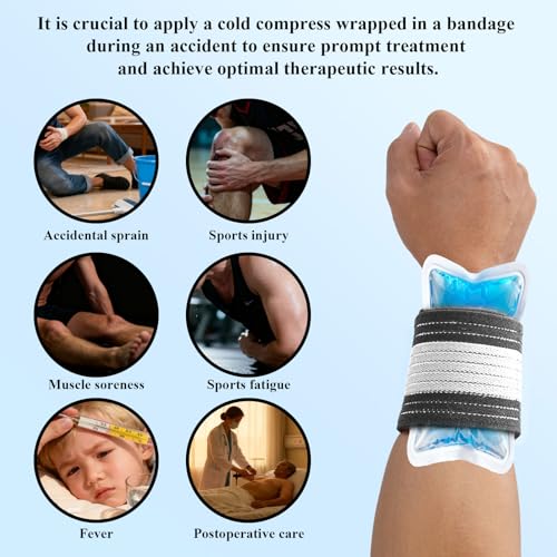 4-Pack Ice Pack Straps,35.5"x3"Elastic Ice Pack Wrap Holder with Hook&Loop - color: Gray and White