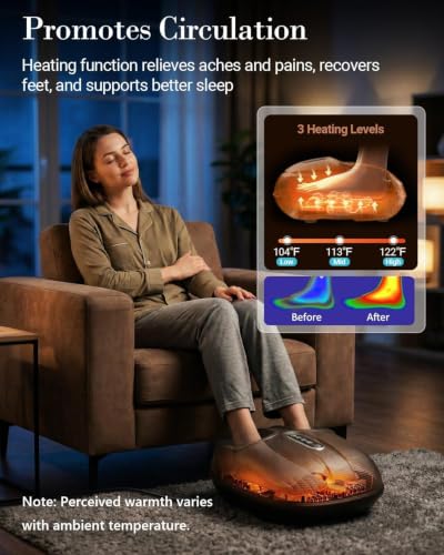 CuPiLo Foot Massager with Heat & Remote, 5-Level Compression - color: Carbon Black