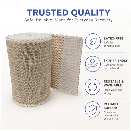 3" Elastic Bandage Wrap with Self-Closure, 2-Pack – 15 ft Stretched – Latex-Free, Reusable, Washable – Compression Support for Sprains, Injuries, Swelling, Sports Recovery - size: 3"