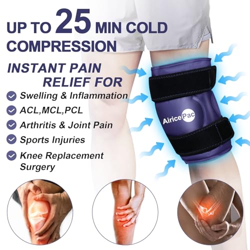 AiricePac XXL Ice Pack Wrap Around Knee After Surgery, Reusable Gel Large Ice Pack for Injuries, Pain Relief, Swelling, Sports Injuries, 1 Pack Blue - style: XXL 1 PACK
